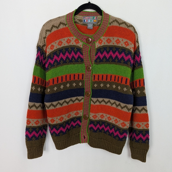 Paris Sport Club Sweaters - Vintage Paris Sport Club Fair Isle Knit Cardigan